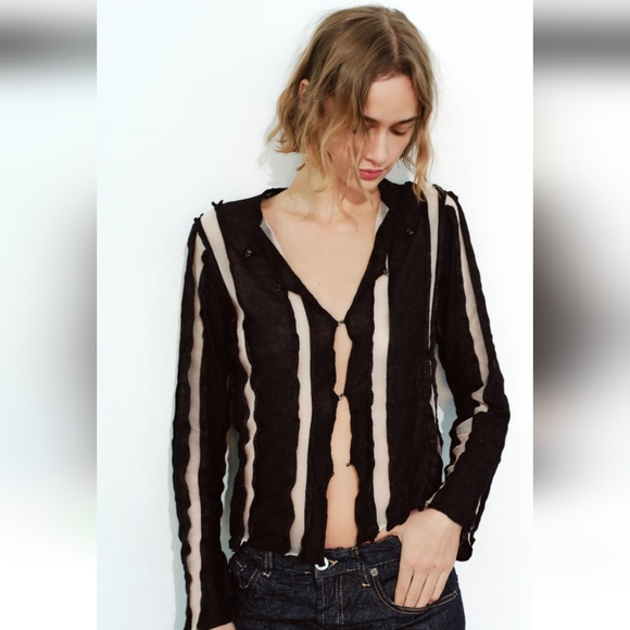 NWT ZARA ORGANZA KNIT CARDIGAN - Picture 2 of 8